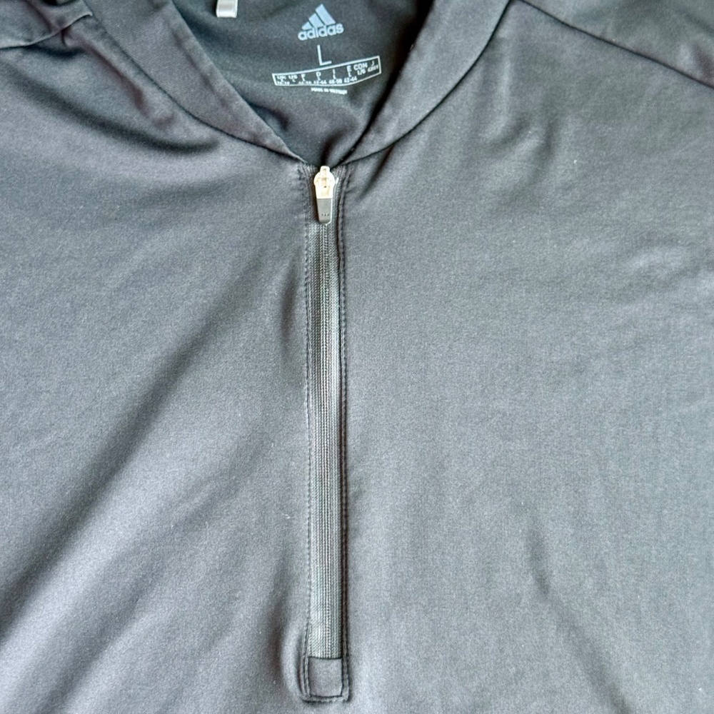 Adidas Ultimate 365 Printed Black Quarter-Zip Short Sleeve Golf Shirt Size L - Picture 4 of 14